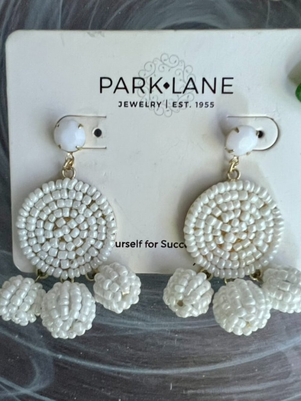 Park Lane White Beaded Bon Bon Chandelier Earrings
